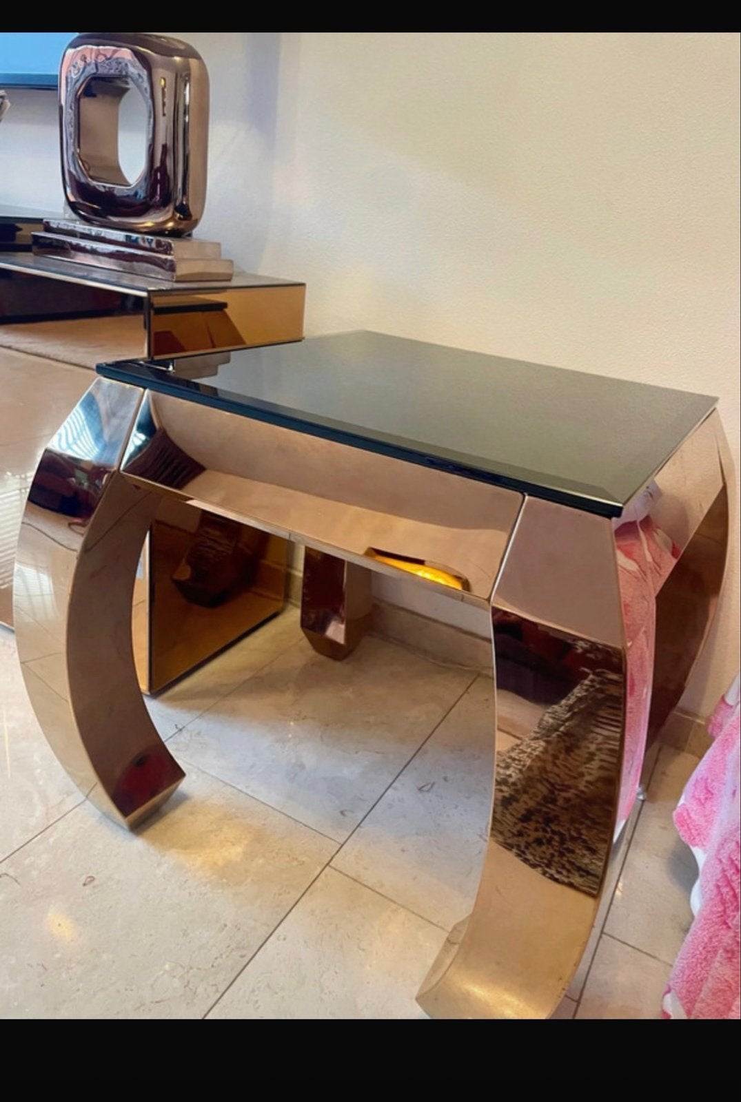 Moderne Salon Tafel met Glazen Blad - 50x50x56 cm, 50 – 75, Minder dan 50 cm, Vierkant, Eric Kuster