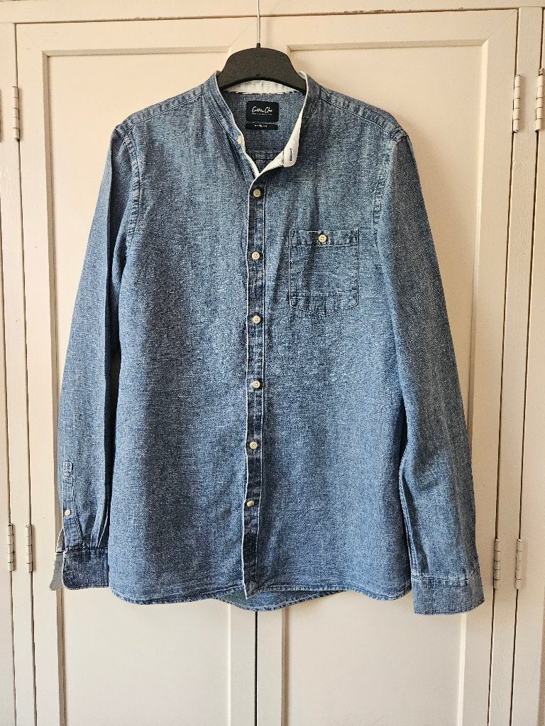 Cotton Club denim overhemd maat L zgan, Cotton Club, Blauw, Ophalen of Verzenden, Zo goed als nieuw