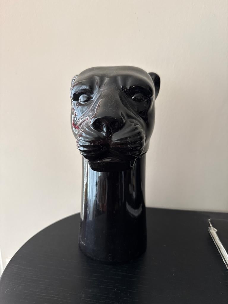 Vintage Zwarte Panter Kop Vaas - Uniek Design Stuk, Antiek en Kunst, Ophalen of Verzenden