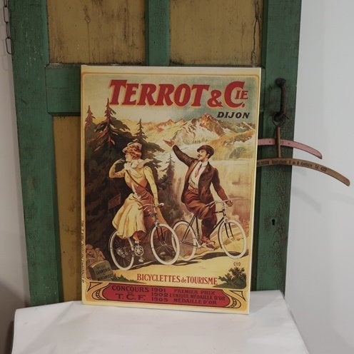 Terrot & Cie Dijon Frankrijk afbeelding op canvas 50 x 70 cm, Vintage, Ophalen of Verzenden, Zo goed als nieuw, Wandbord of Wandpaneel
