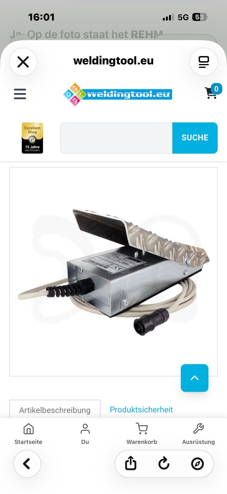 Rehm Voetpedaal compleet, Doe-het-zelf en Verbouw, Gereedschap | Lasapparaten, Ophalen of Verzenden, Zo goed als nieuw, 250 ampère of meer