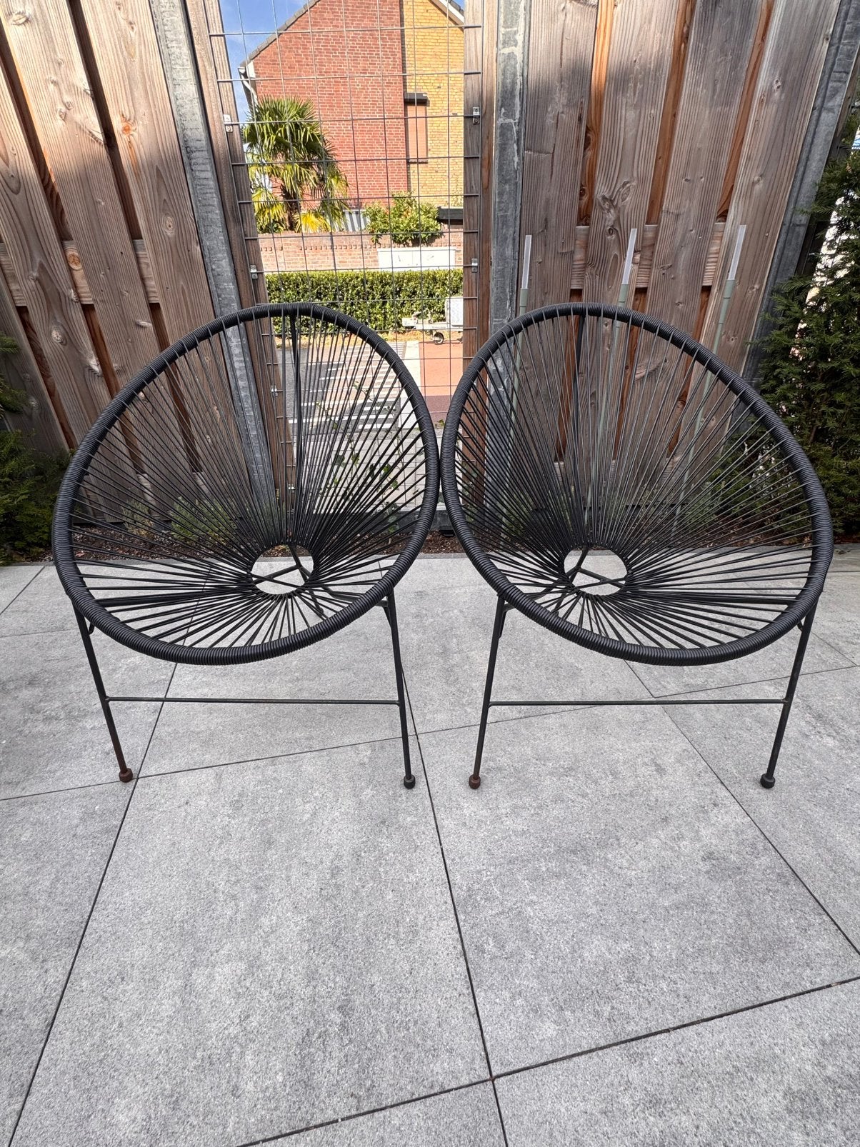 Zwarte draadstoeltjes, Tuin en Terras, Ophalen of Verzenden, Zo goed als nieuw, Kunststof