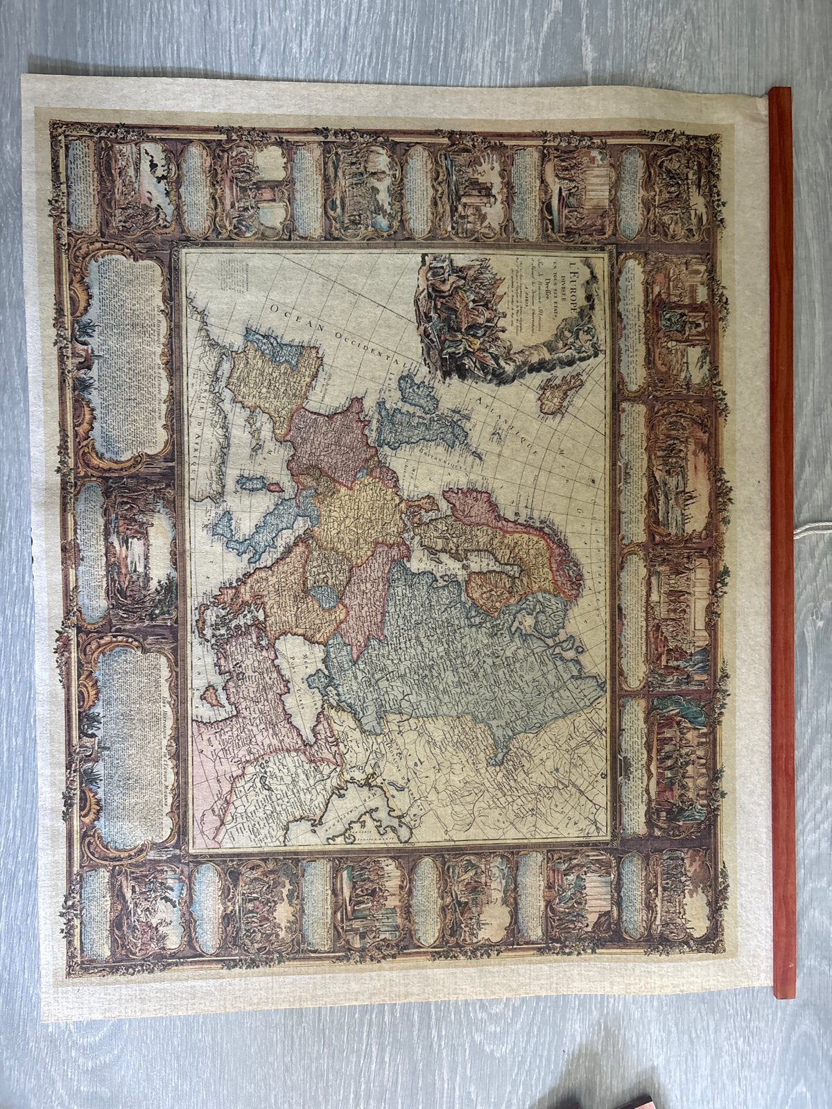 Antieke landkaart van Europa, decoratief en gedetailleerd, Boeken, Atlassen en Landkaarten, Ophalen, Europa Overig, 1800 tot 2000