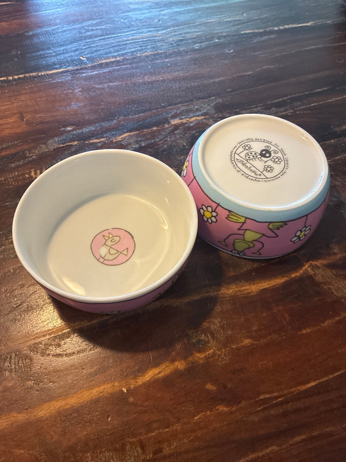 2 stenen schaaltjes Babette kinderservies Douwe Egberts, Ophalen, Gebruikt
