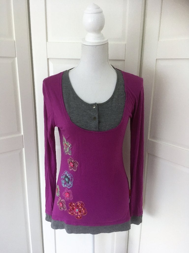 Mamatayoe viooltjes paarse longsleeve print top, maat S, Kleding | Dames, Paars, Ophalen of Verzenden, Lange mouw, Maat 36 (S)