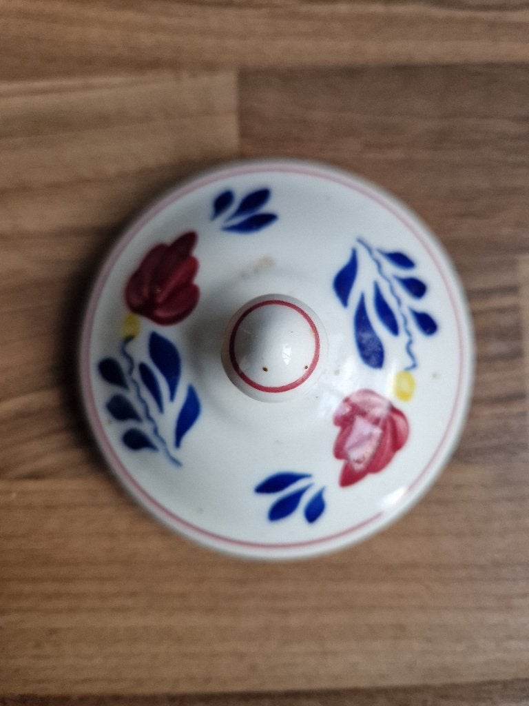 Deksel suikerpot boeren bont, Ophalen of Verzenden, Zo goed als nieuw, Porselein, Landelijk/Boerenbont