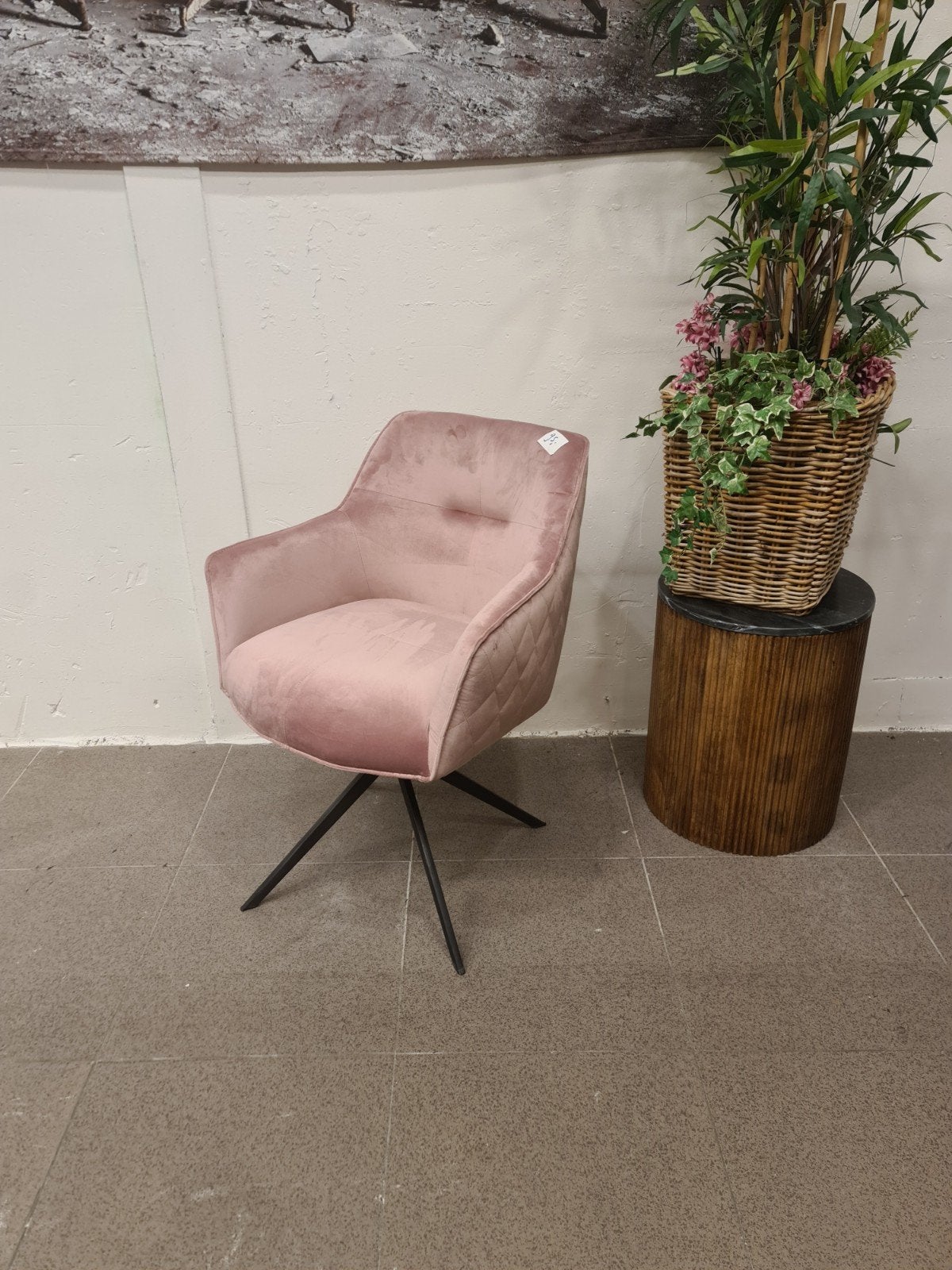 Nieuwe Eleonora eetkamerstoel Pull draaibaar velvet roze, Ophalen, Industrieel landelijk barok brocante koloniaal boheems vintage