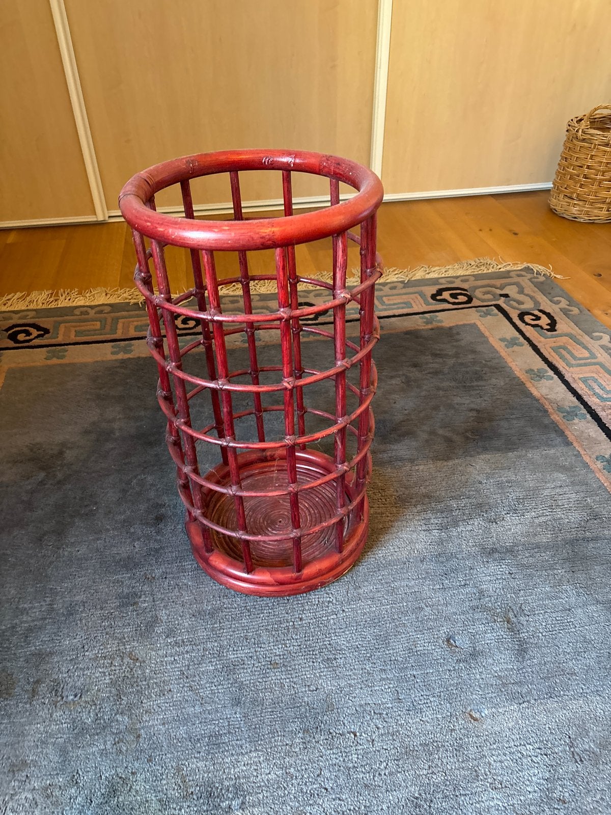 Vintage Rieten Paraplubak - Rood, Huis en Inrichting, Ophalen, Gebruikt, Riet