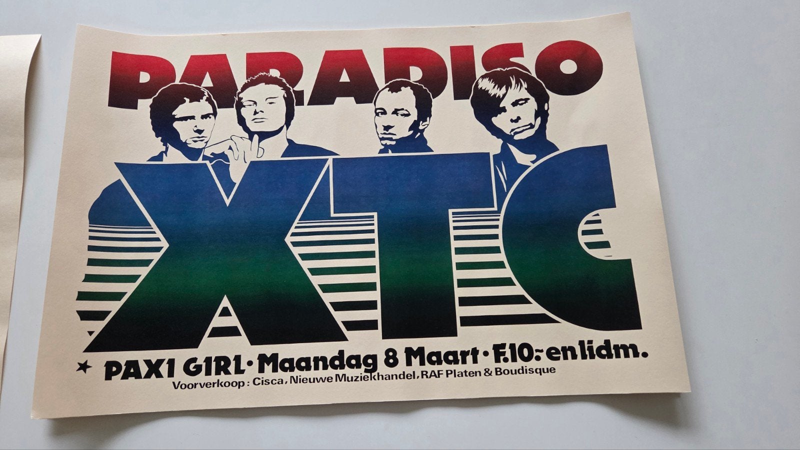 XTC Paradiso concertposter - 8 maart Replica, Ophalen of Verzenden, Nieuw, Rechthoekig Liggend, Film en Tv
