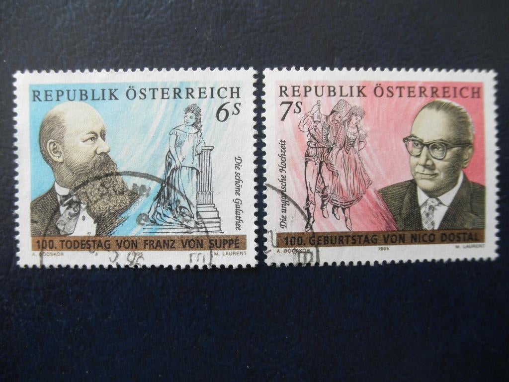 Postzegels Oostenrijk 1995 muziek operette  - cw. 2,20., Ophalen of Verzenden, Gestempeld