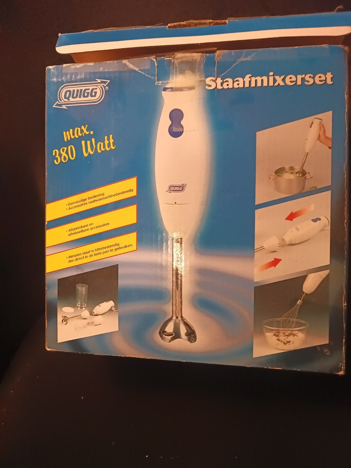 Quigg Staafmixerset - Max. 380 Watt, 2 snelheden, Nieuw, Ophalen of Verzenden, Vaatwasserbestendig