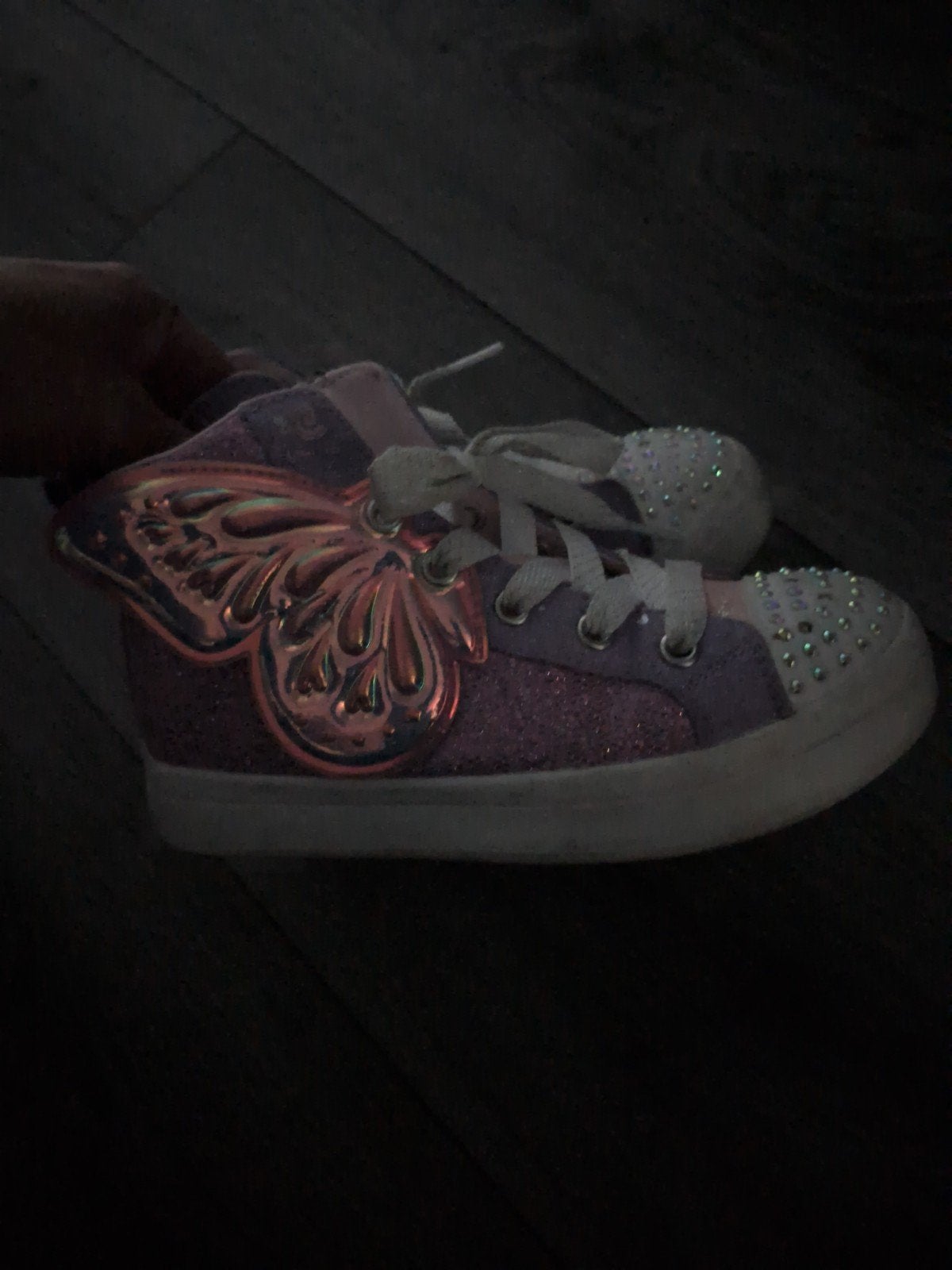 Skechers Twinkle Toes met vlindervleugels en glitter, Kinderen en Baby's, Gebruikt, Meisje, Schoenen, Skechers