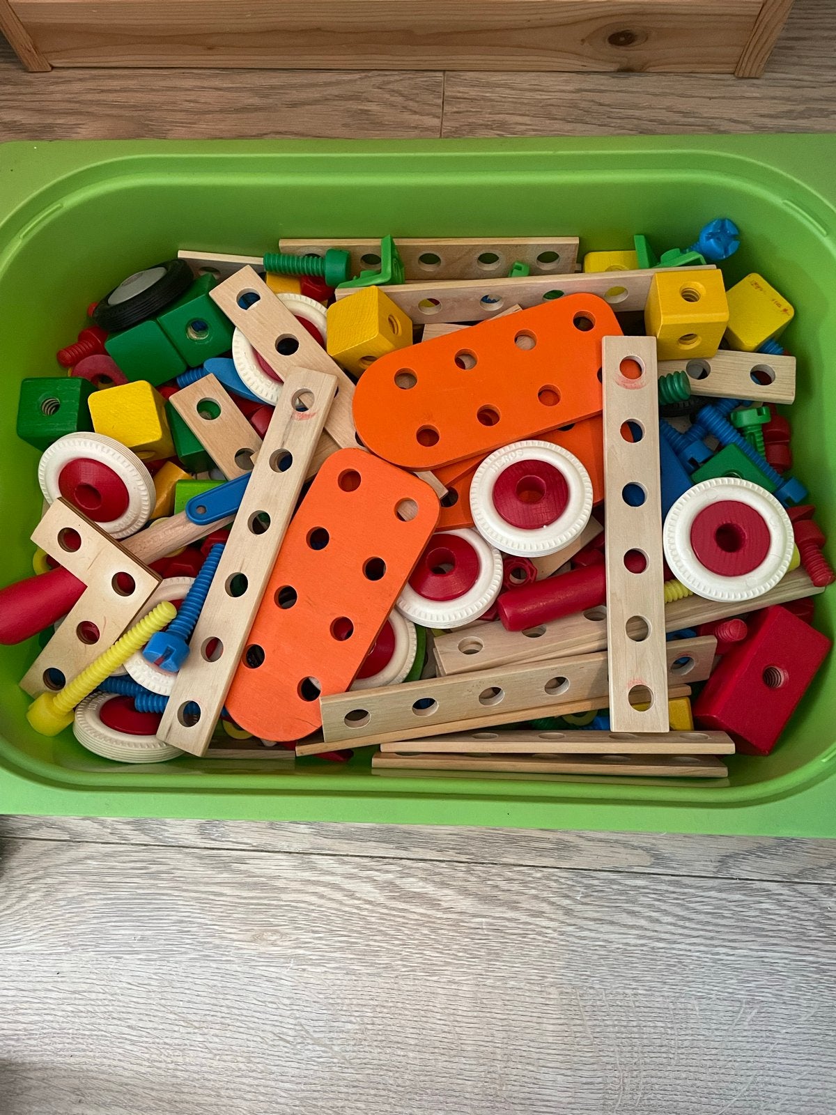 Houten constructieblokken set - 70 delig, Ophalen of Verzenden, Gebruikt, Overige merken