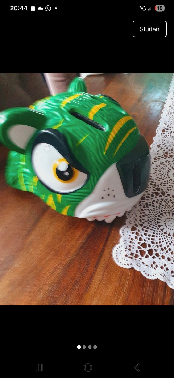 Crazy Safety Kinderhelm Groene Tijger (49-55 cm), Gebruikt, Jongen of Meisje, Overige maten, Ophalen of Verzenden