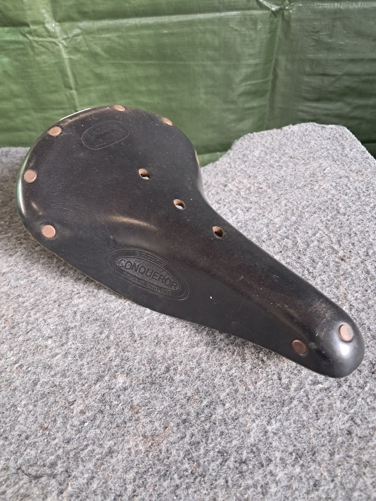 Brooks Conqueror Leren Zadel met Veren - Vintage Stijl, Fietsen en Brommers, Gebruikt, Leer, Ophalen of Verzenden, Brooks