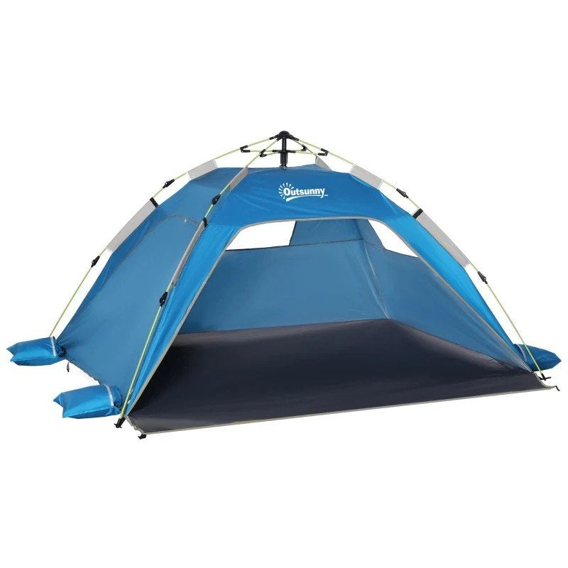 Outsunny Strandtent Pop-up Tent UV-bescherming Blauw, Ophalen of Verzenden