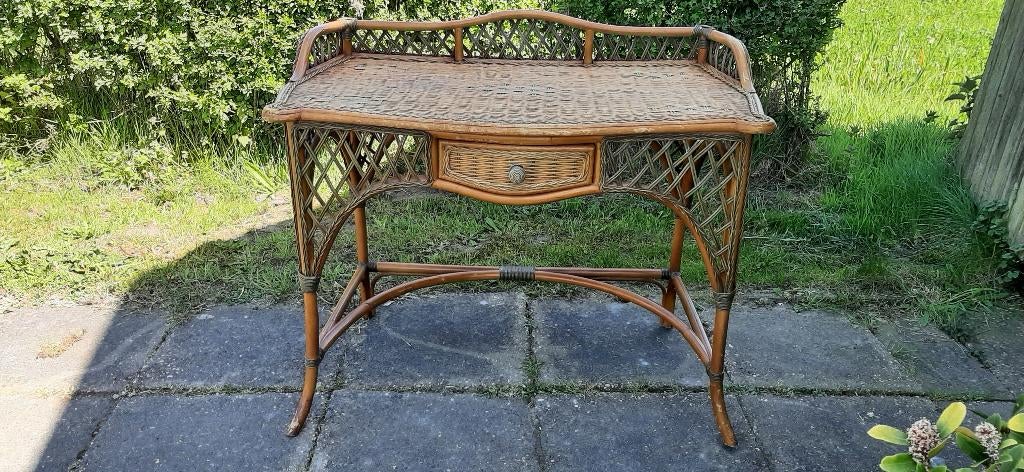 Rotan vintage console tafel, Huis en Inrichting, Tafels | Eettafels, Ophalen, Overige materialen, Gebruikt, 50 tot 100 cm