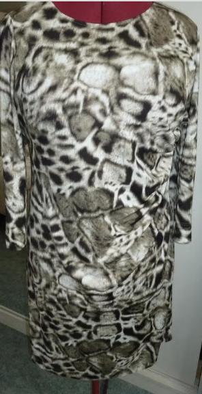 Prachtige jean paul berlin animalprint jurk nw 42 supermooi!, Ophalen, Beige, Maat 42/44 (L), Nieuw