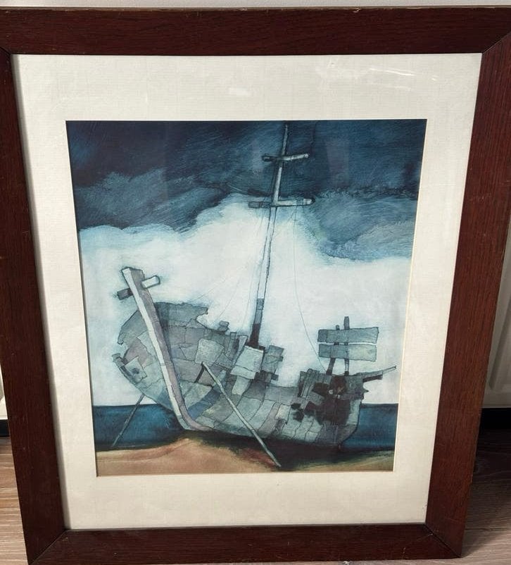 Prachtig surrealistisch schilderij met lijst, Ophalen, Ingelijst, Landschap