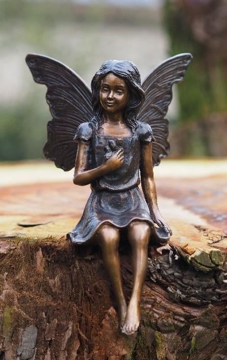 Bronzen beeld/ ELFJE met BLOEM /FEE / ENGEL, Antiek en Kunst, Kunst | Beelden en Houtsnijwerken, Ophalen of Verzenden, Handgemaakt