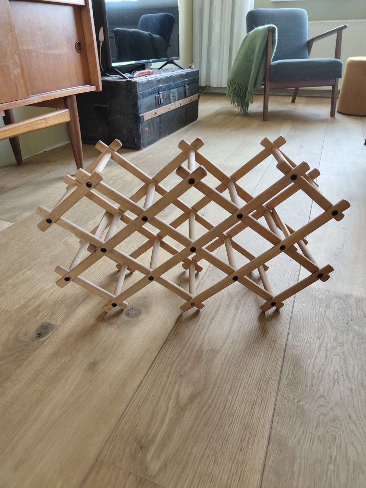 Houten wijnrek, inklapbaar - perfect voor 10 flessen, Ophalen, Gebruikt, 5 tot 15 flessen, 5 – 50