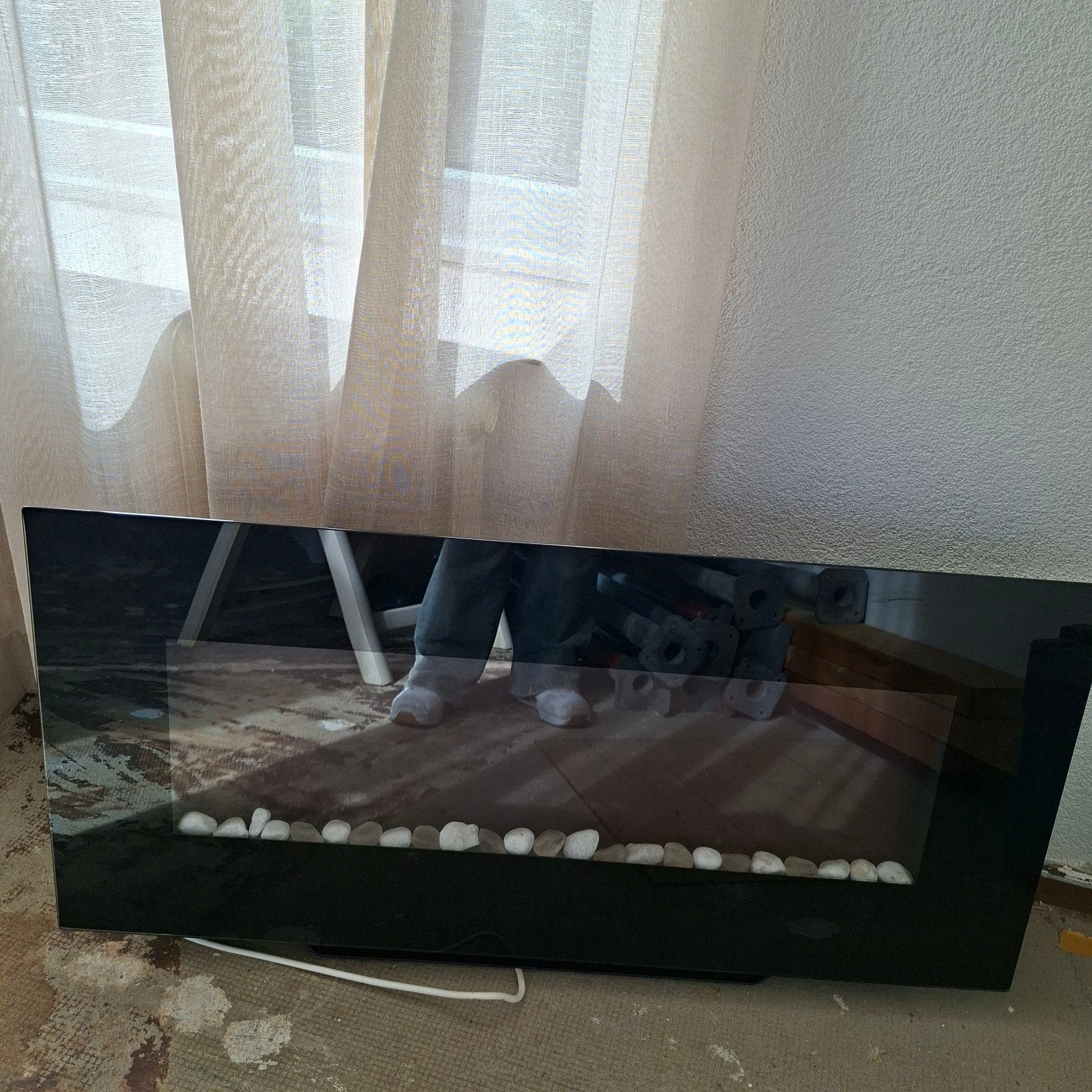 Mooi werkende elektrische openhaard voor aan de muur met afs, Ophalen, Gebruikt, Hangende haard, Elektrische haard