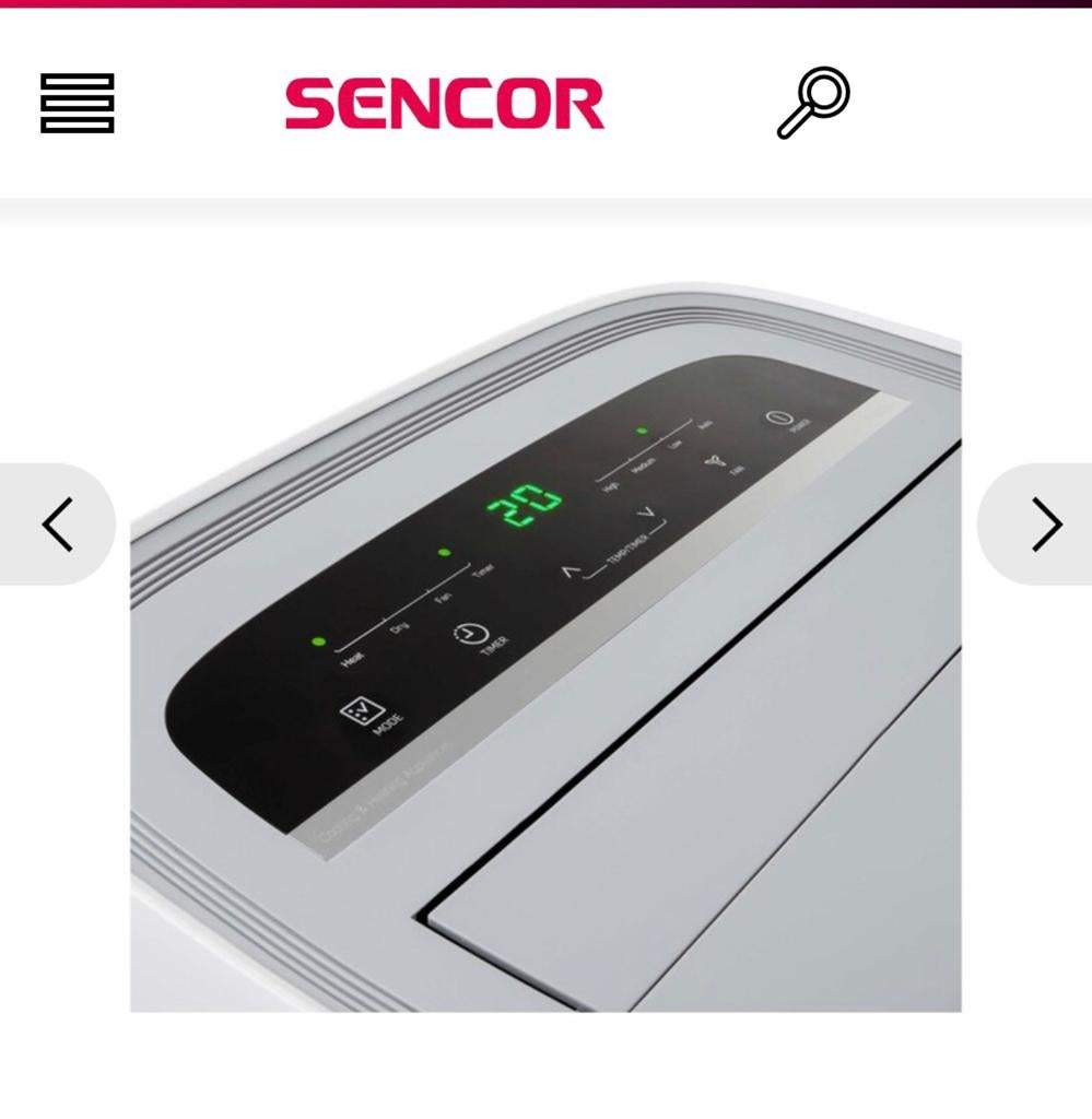 Sencor Mobiele Airco met Afstandsbediening, Witgoed en Apparatuur, Airco's, Ophalen, Minder dan 60 m³, 3 snelheden of meer, Zo goed als nieuw