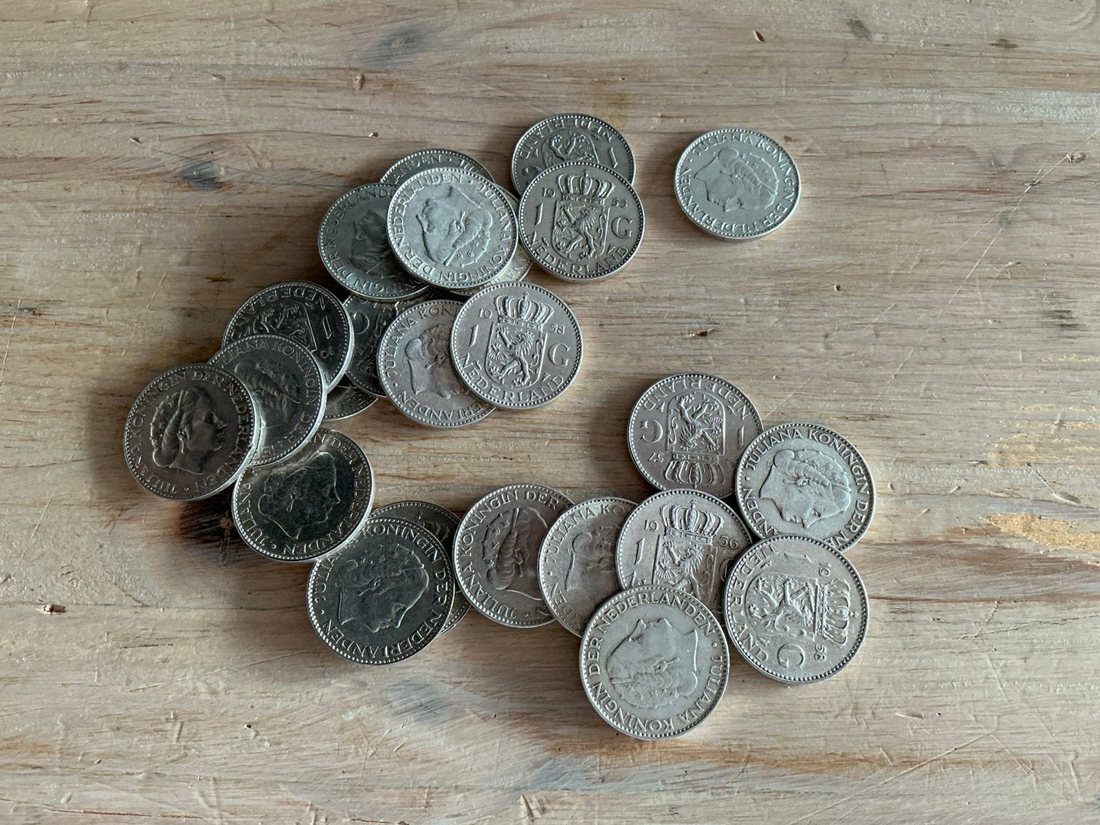 25 zilveren Juliana guldens, Ophalen of Verzenden, Koningin Juliana, 1 gulden, Zilver