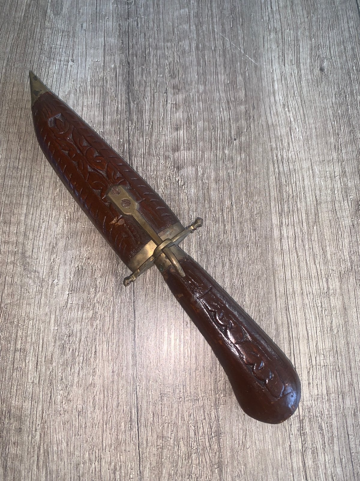 Vintage dolkmes met messing slot, India, Antiek en Kunst, Ophalen of Verzenden