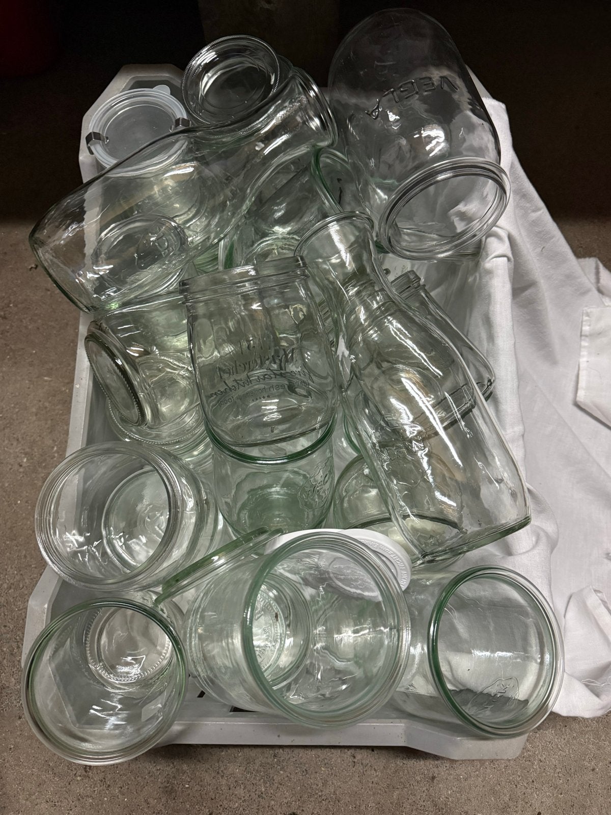 30 Weckpotten en flessen in diverse maten, Ophalen, Voorraadpot, Overige merken, Glas
