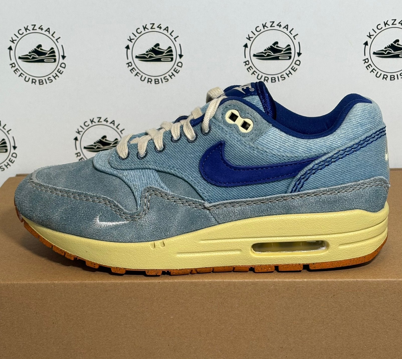 Nike Air Max 1 PRM ‘Dirty Denim’ Maat 38, Blauw, Ophalen of Verzenden, Nike, Nike