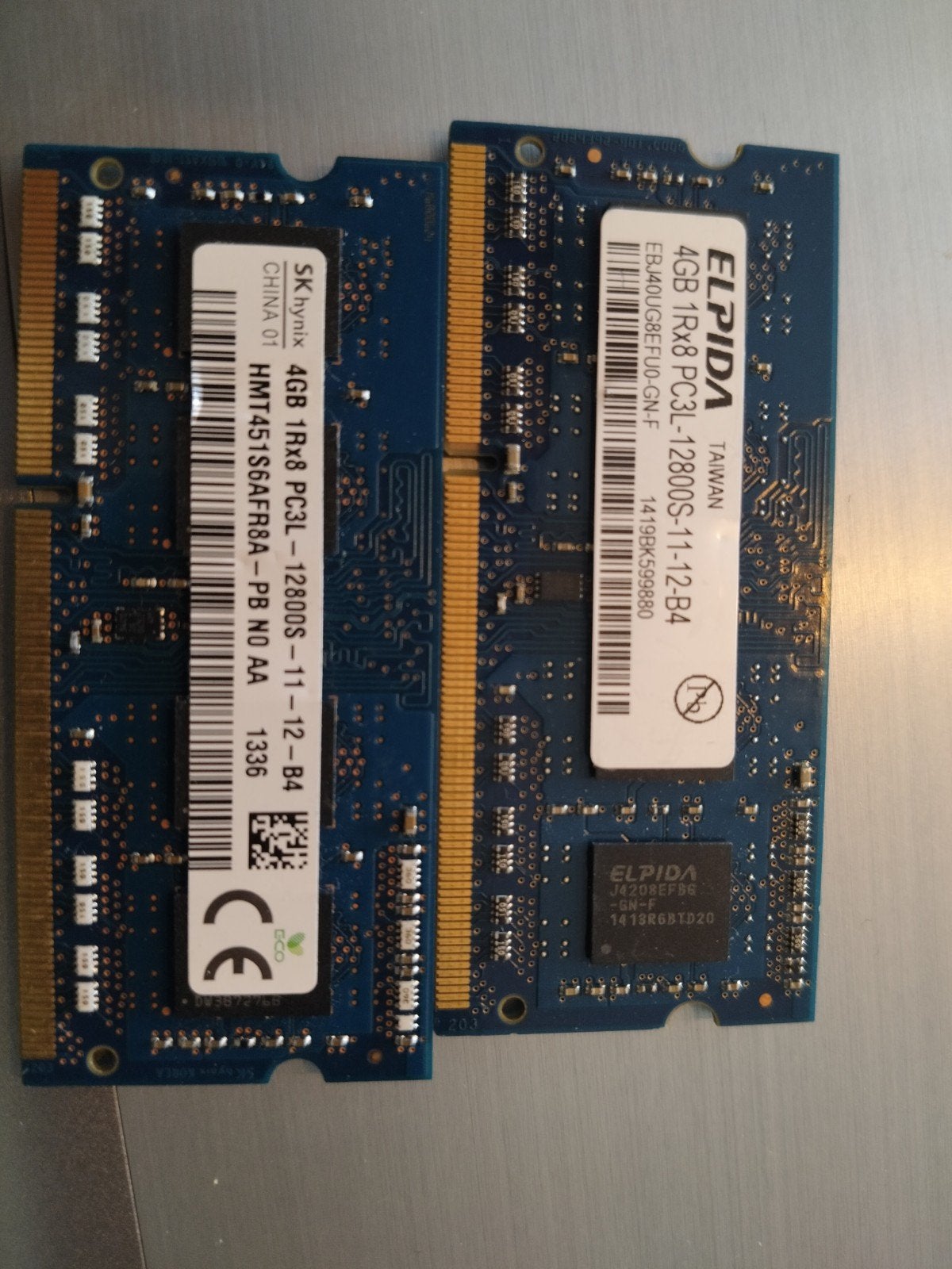 SK Hynix & Elpida 4GB DDR3L RAM Geheugenmodules, Gebruikt, DDR3, Ophalen of Verzenden, Laptop