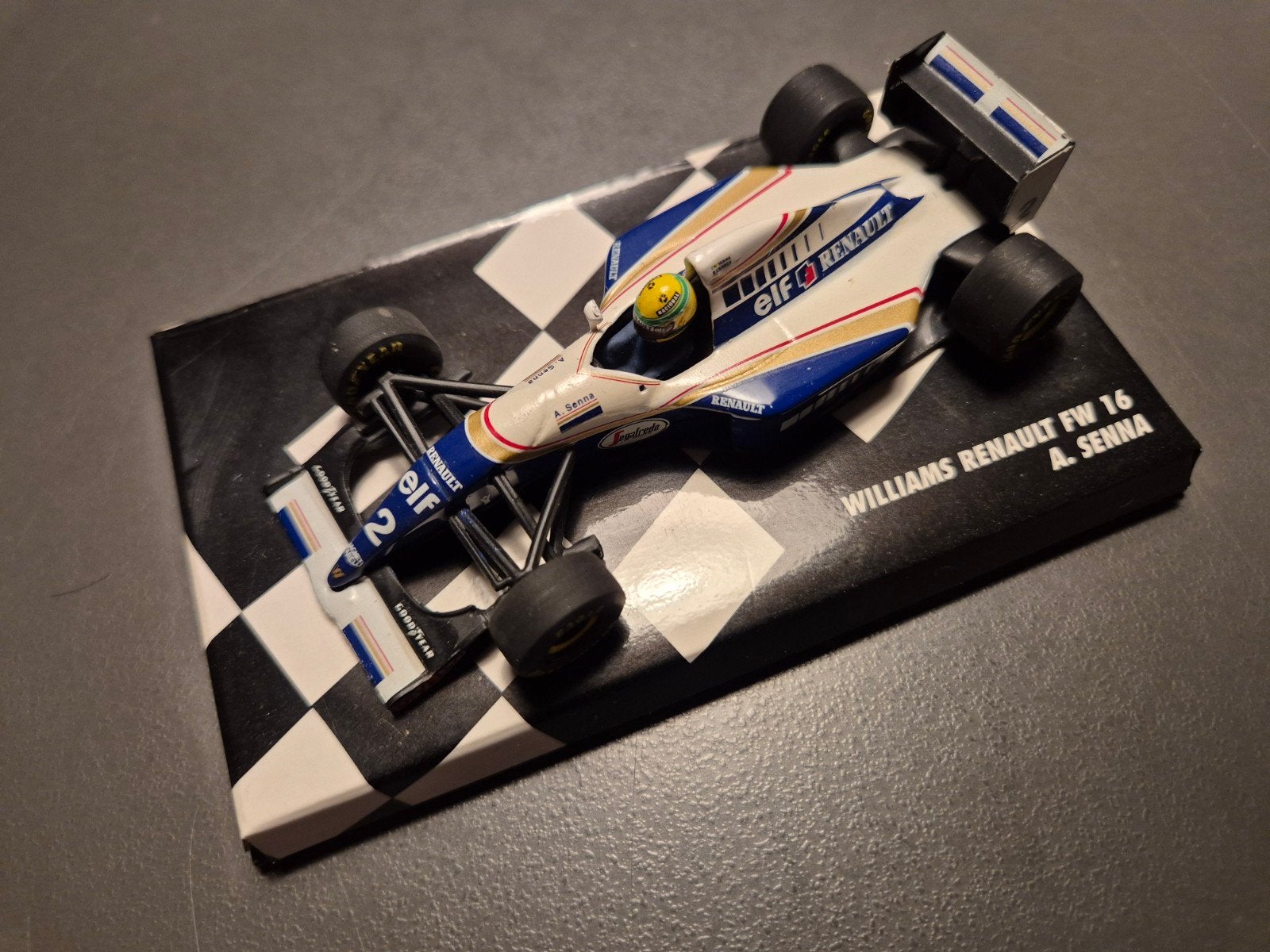 Williams Renault FW 16 Ayrton Senna / Minichamps 1:43, Ophalen of Verzenden, Zo goed als nieuw, Overige typen