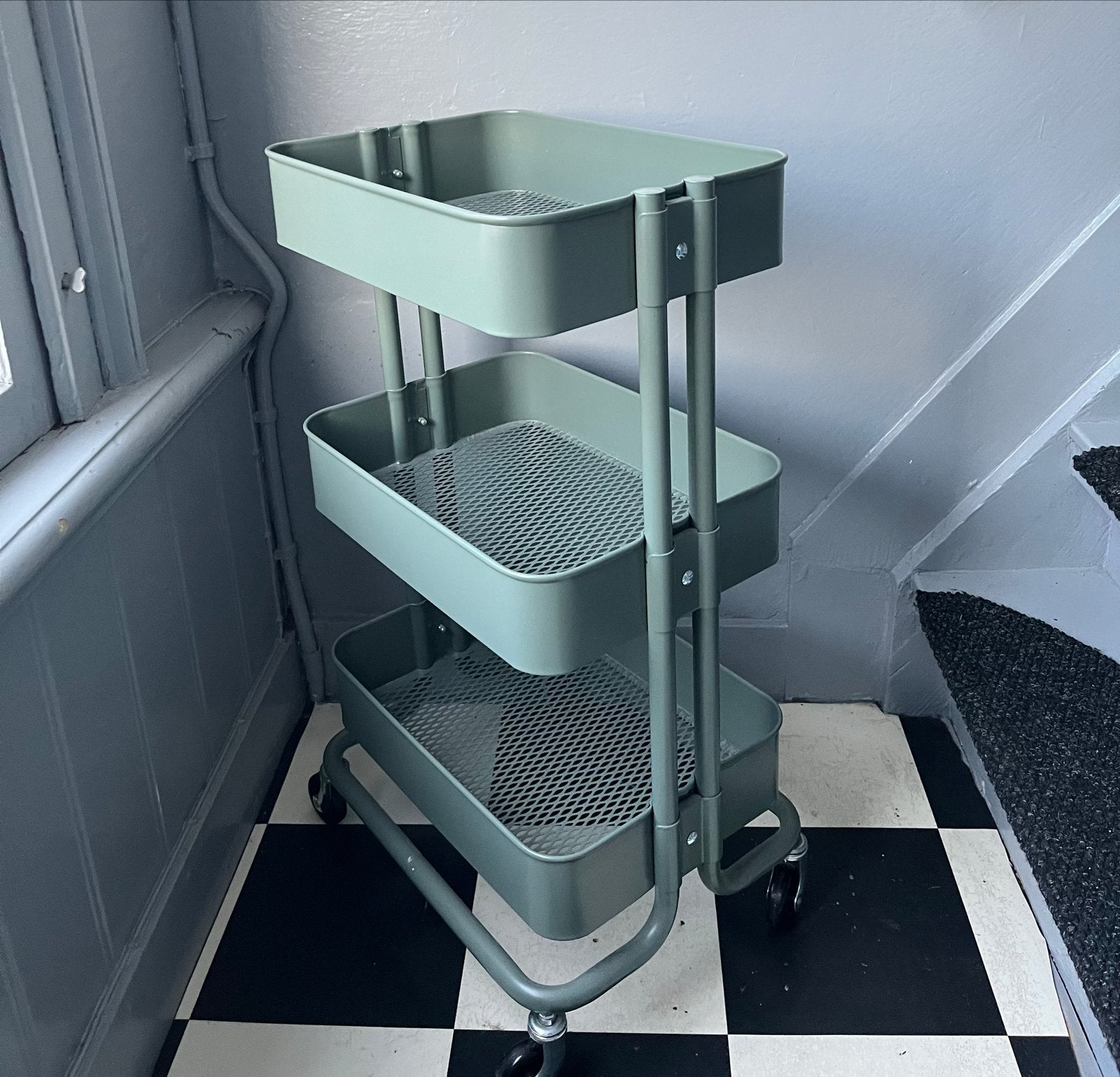 IKEA RÅSKOG trolley, Huis en Inrichting, Ophalen, Groen, Zo goed als nieuw, Metaal