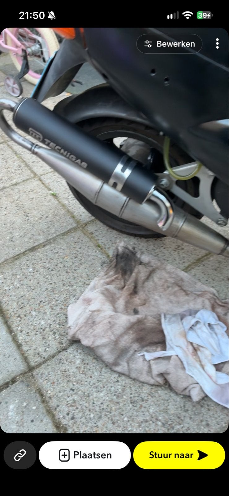 Technigas Trugloop uitlaat voor Piaggio 70cc, Fietsen en Brommers, Ophalen of Verzenden, Gebruikt, Uitlaat, Overige merken
