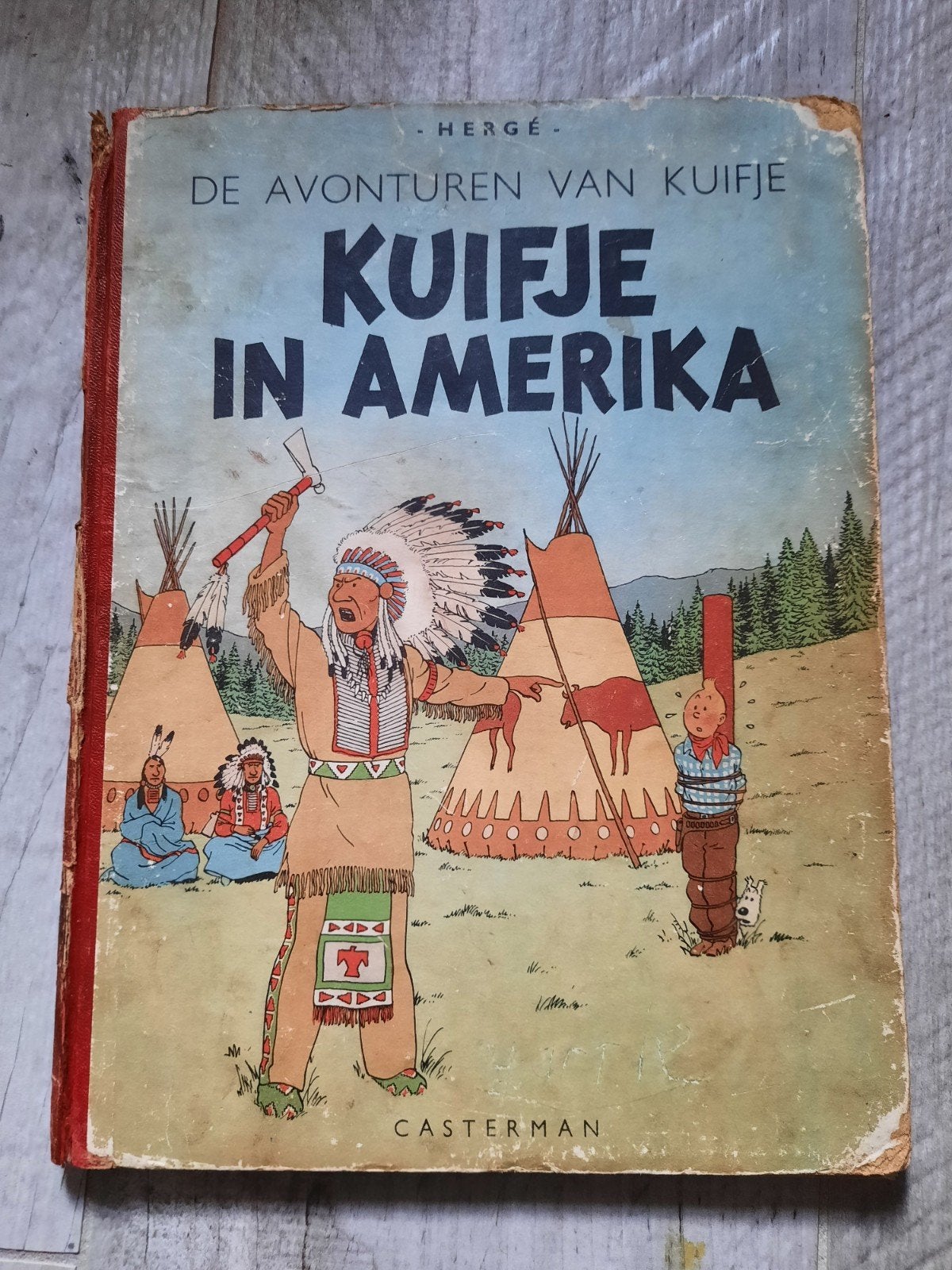 Kuifje in Amerika hc 1e druk 1947, Boeken, Gelezen, Eén stripboek, Ophalen of Verzenden, Hergé
