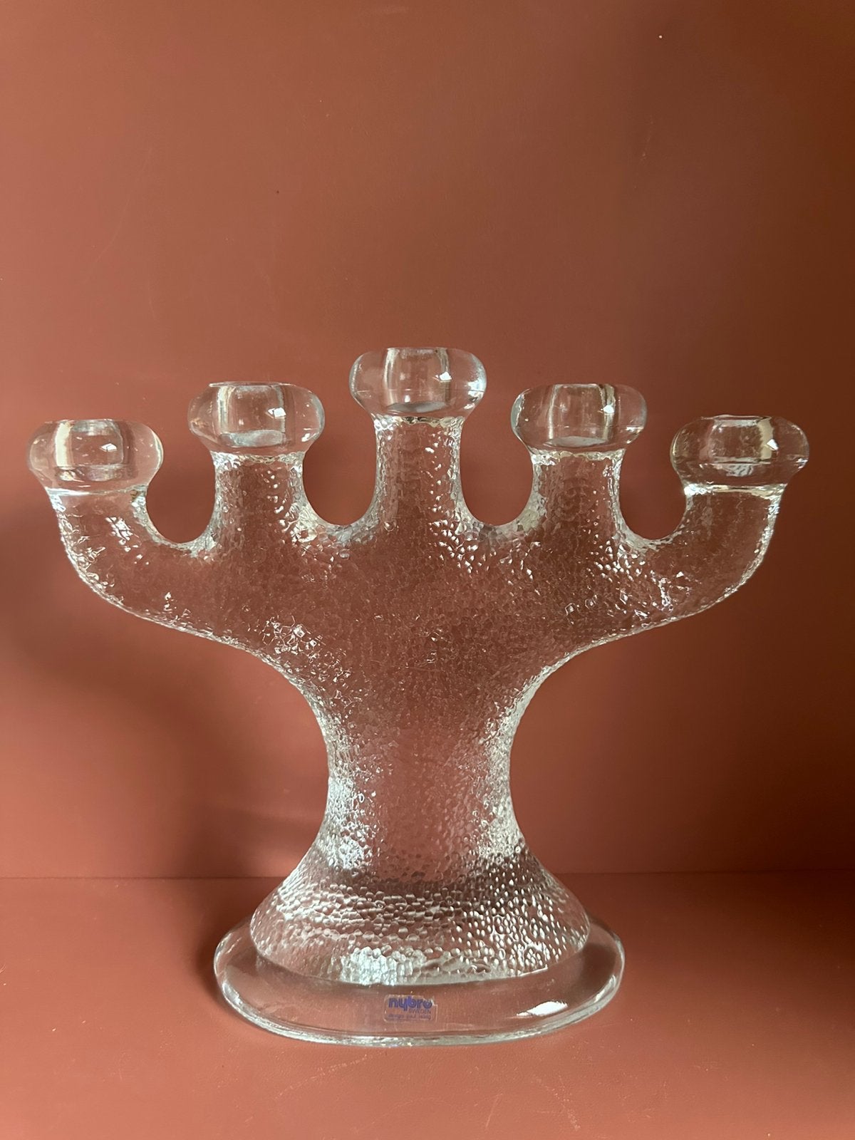 Vintage XL Glazen Kandelaar Zweden, Ophalen of Verzenden, Glas, Kandelaar