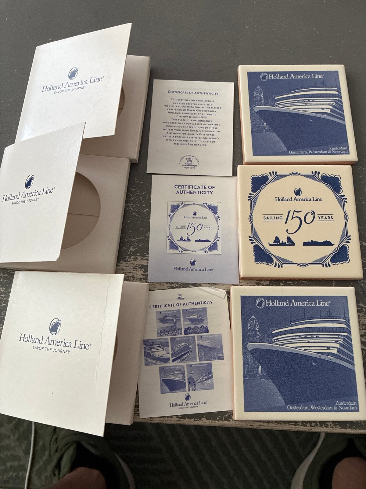 Holland America Line 150 Jaar Jubileum Tegels & Certificaten, Ophalen of Verzenden