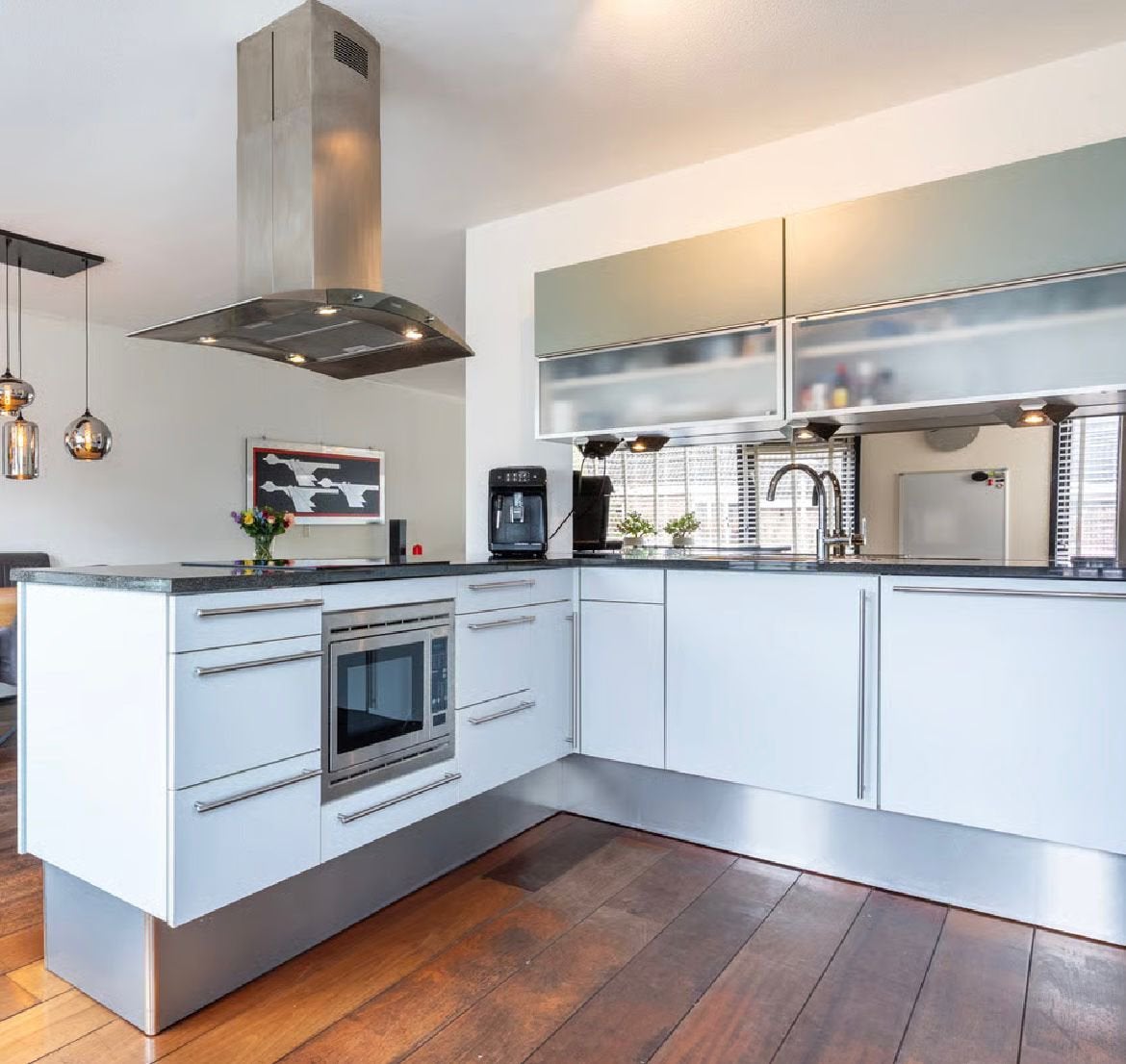 Complete keuken + apparatuur, Huis en Inrichting, Keuken | Complete keukens, Ophalen, Gebruikt, Graniet of Steen, Enkelwandige keuken