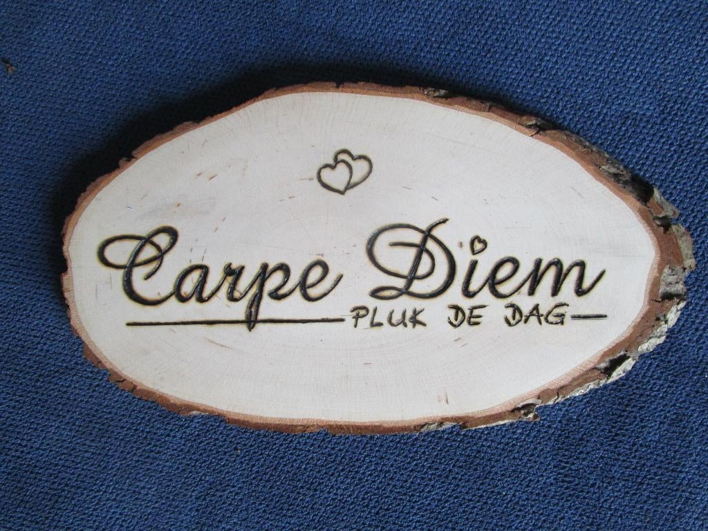woonspreuken - uw eigen tekst op hout creamar PYROGRAFIE, Ophalen of Verzenden, Nieuw