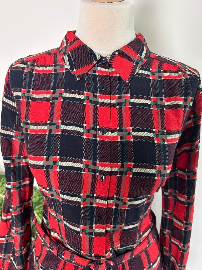 King Louie maat 42 rode midi blouse jurk 3476, Maat 42/44 (L), Ophalen of Verzenden, Zo goed als nieuw, King Louie
