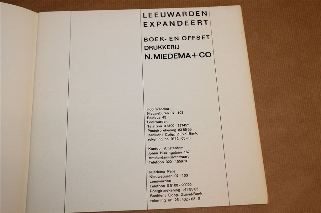 Leeuwarden Expandeert — Drukkerij Miedema in 1967, Ophalen of Verzenden, Gelezen