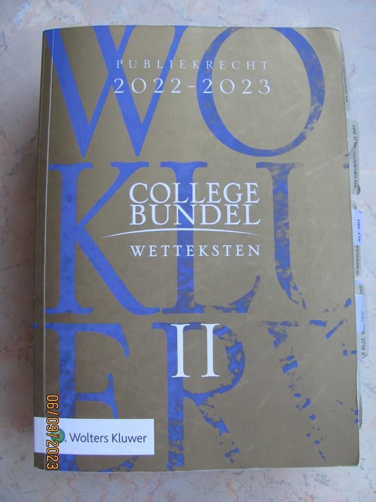 COLLEGEBUNDEL wetteksten deel 2 Publiekrecht 2022-2023 IZGS, Boeken, Ophalen of Verzenden, Gamma, Redactie JE van den Brink, WO