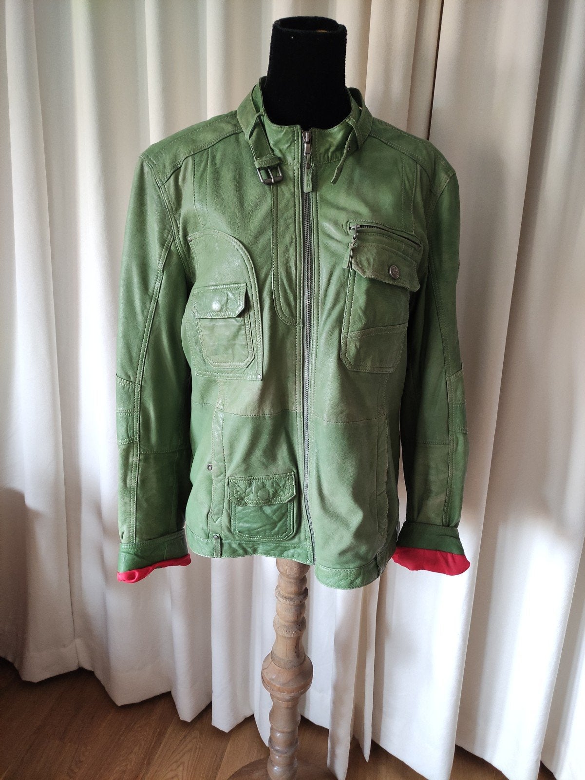 Mays&Rose Vintage Leren Jas - Groen, Ophalen of Verzenden, Gedragen, Groen