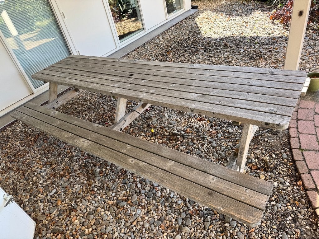 Picknick tafel 3 meter, Tuin en Terras, Ophalen, Gebruikt, Rechthoekig, Hout