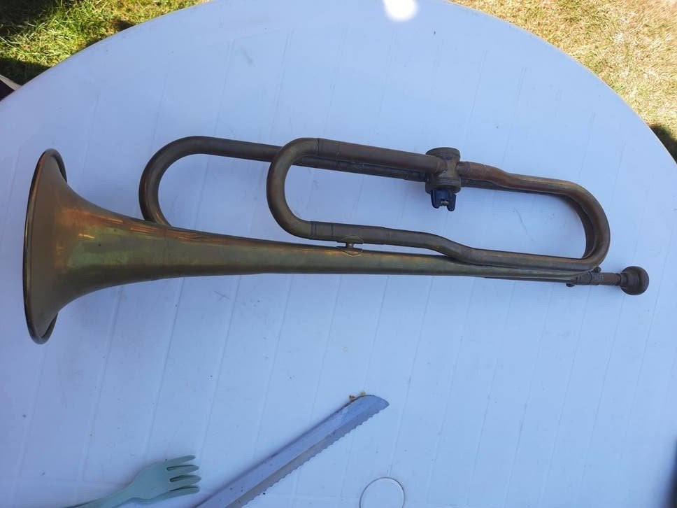 Vintage Koperen Trompet - Decoratief of voor Restauratie, Muziek en Instrumenten, Blaasinstrumenten | Trompetten, Ophalen of Verzenden