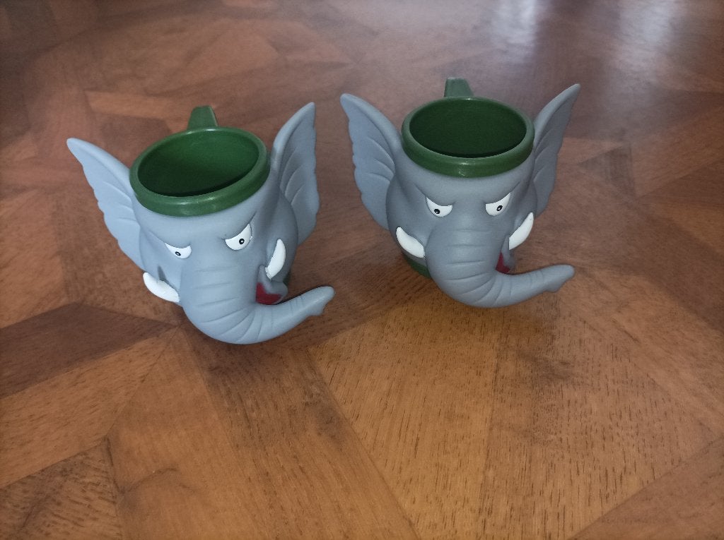 Olifant plastic ijsbekers 2 stuks, Overige typen, Ophalen of Verzenden, Zo goed als nieuw, Kunststof