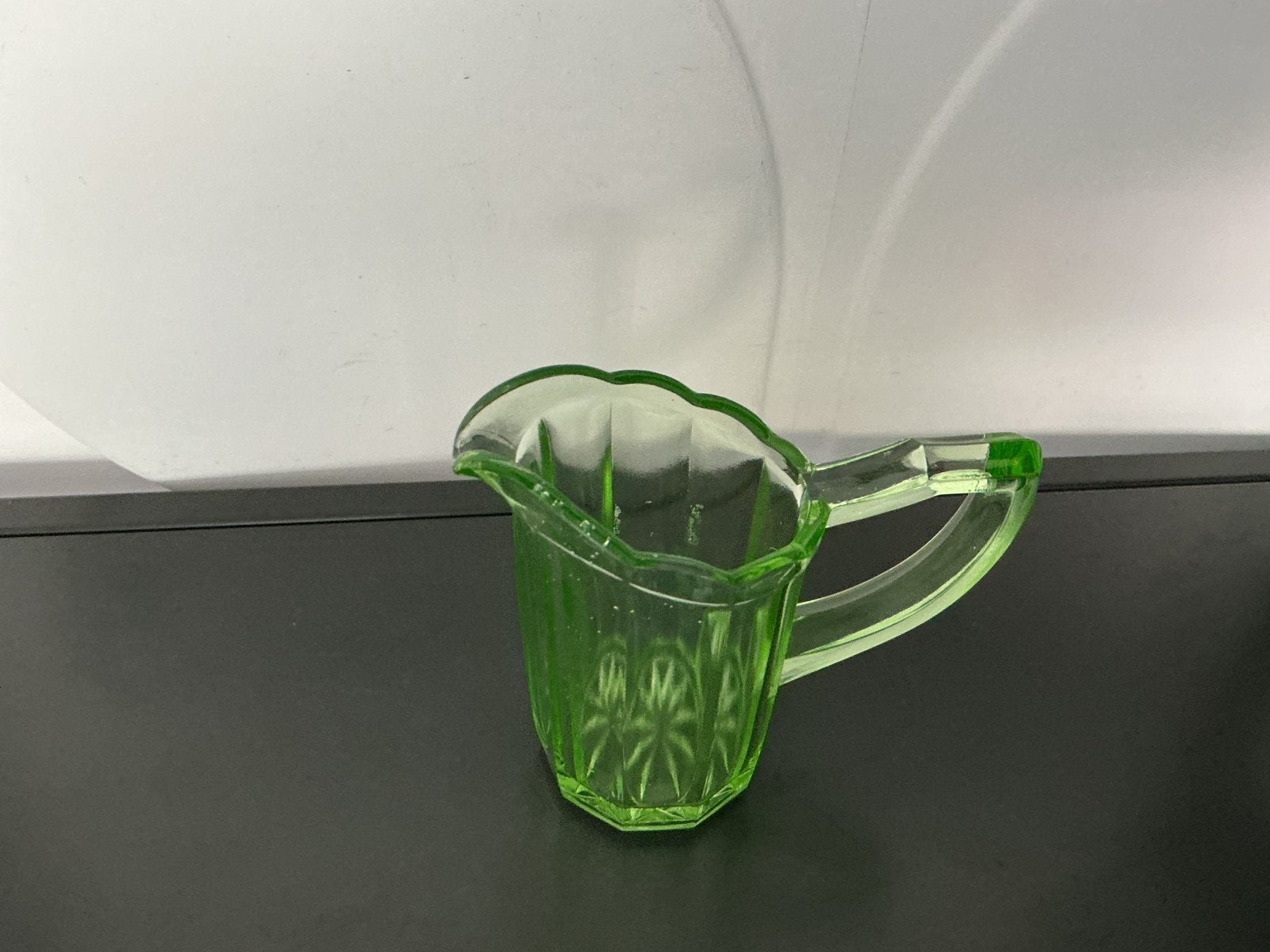 Vintage Uranium Glas Crème Kan - Art Deco Stijl, Ophalen of Verzenden