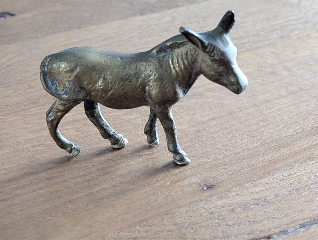 Bronzen ezel beeldje, Antiek en Kunst, Ophalen of Verzenden, Koper
