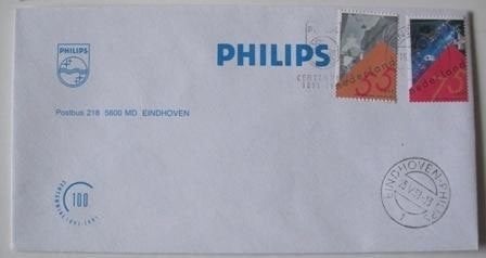 Eerstedag envelop 100 jaar Philips (eerste dag), Ophalen of Verzenden, Onbeschreven, Nederland